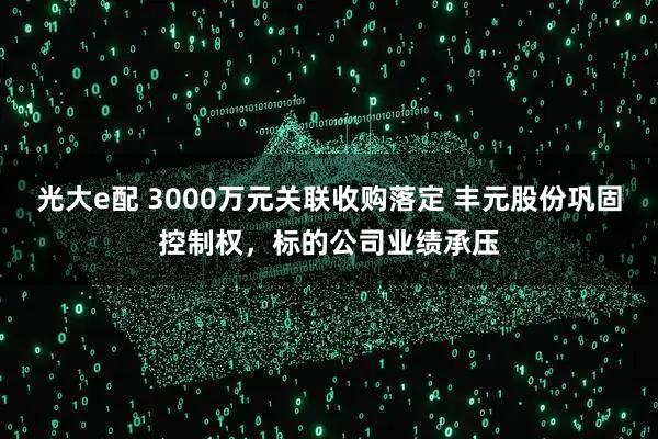 光大e配 3000万元关联收购落定 丰元股份巩固控制权，标的公司业绩承压